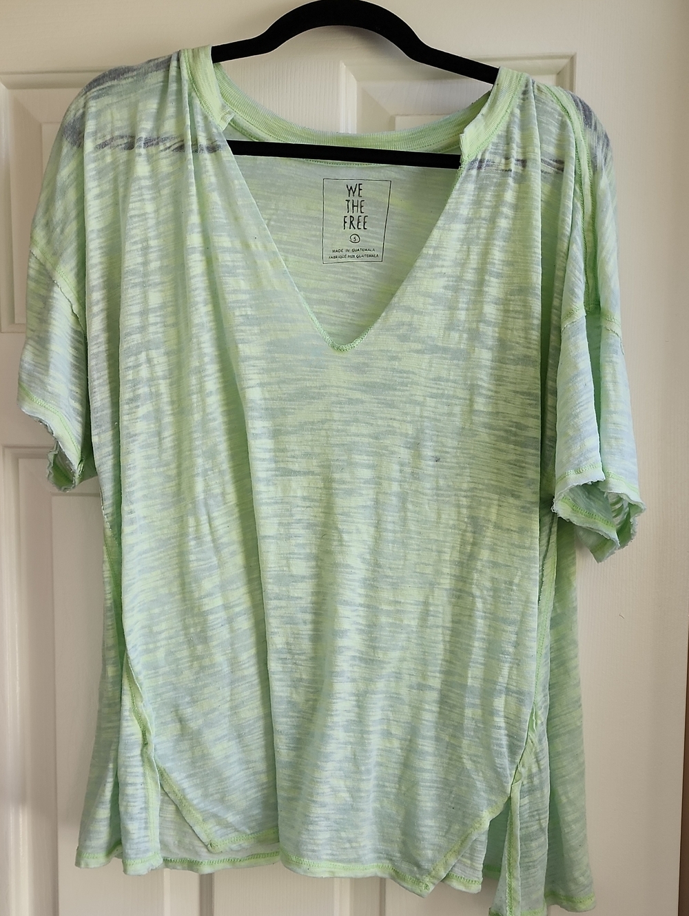We The Free Bright Green Heathered V-Neck Tee